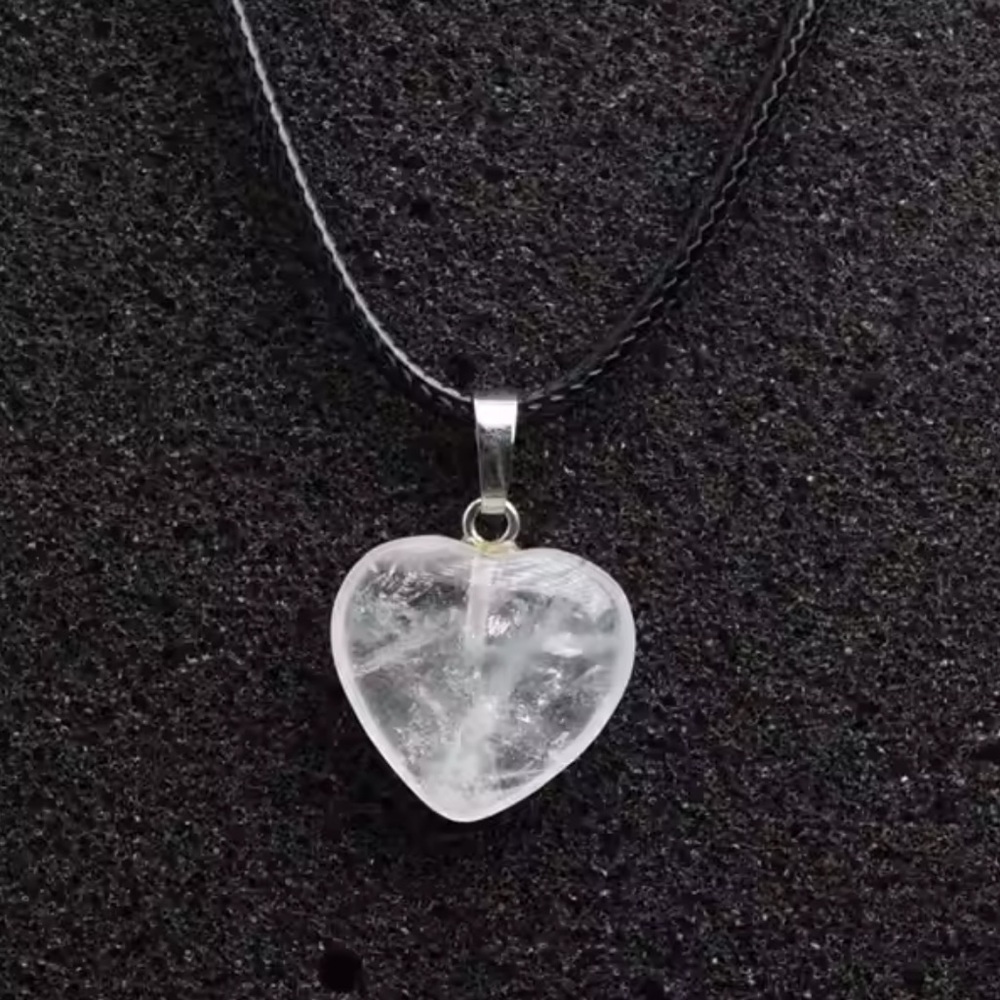 Natural Gemstone White Crystal Handmade Love Pendant From Magic Boutique. NWT